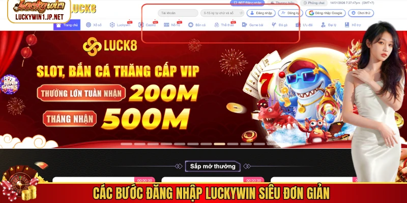 Các bước đăng nhập Luckywin siêu đơn giản